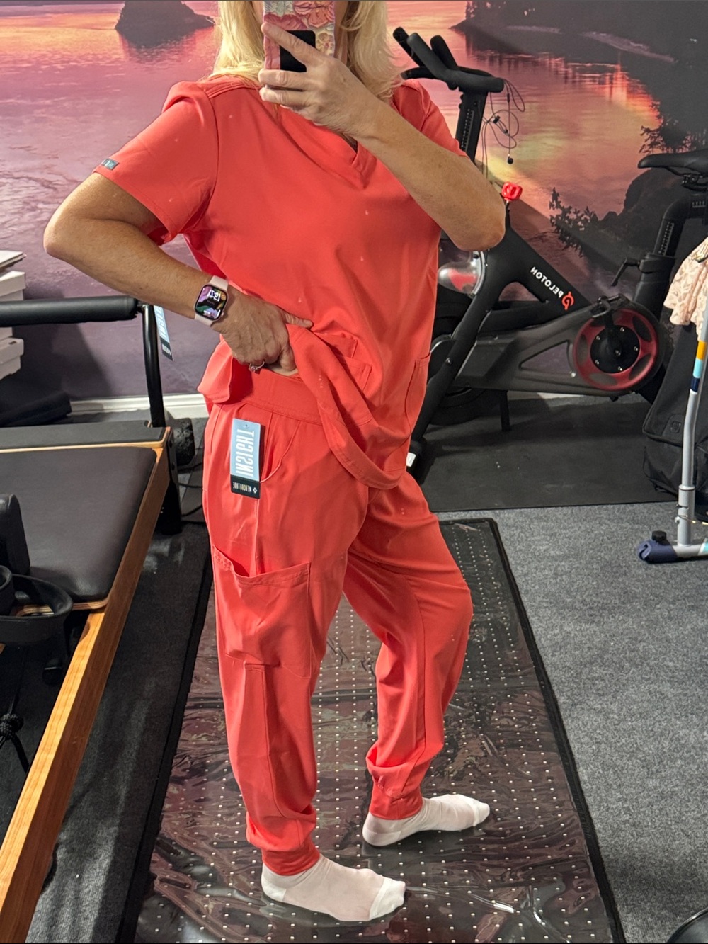 NWT SCRUB SET - Med Couture Coral V-Neck Scrub Set